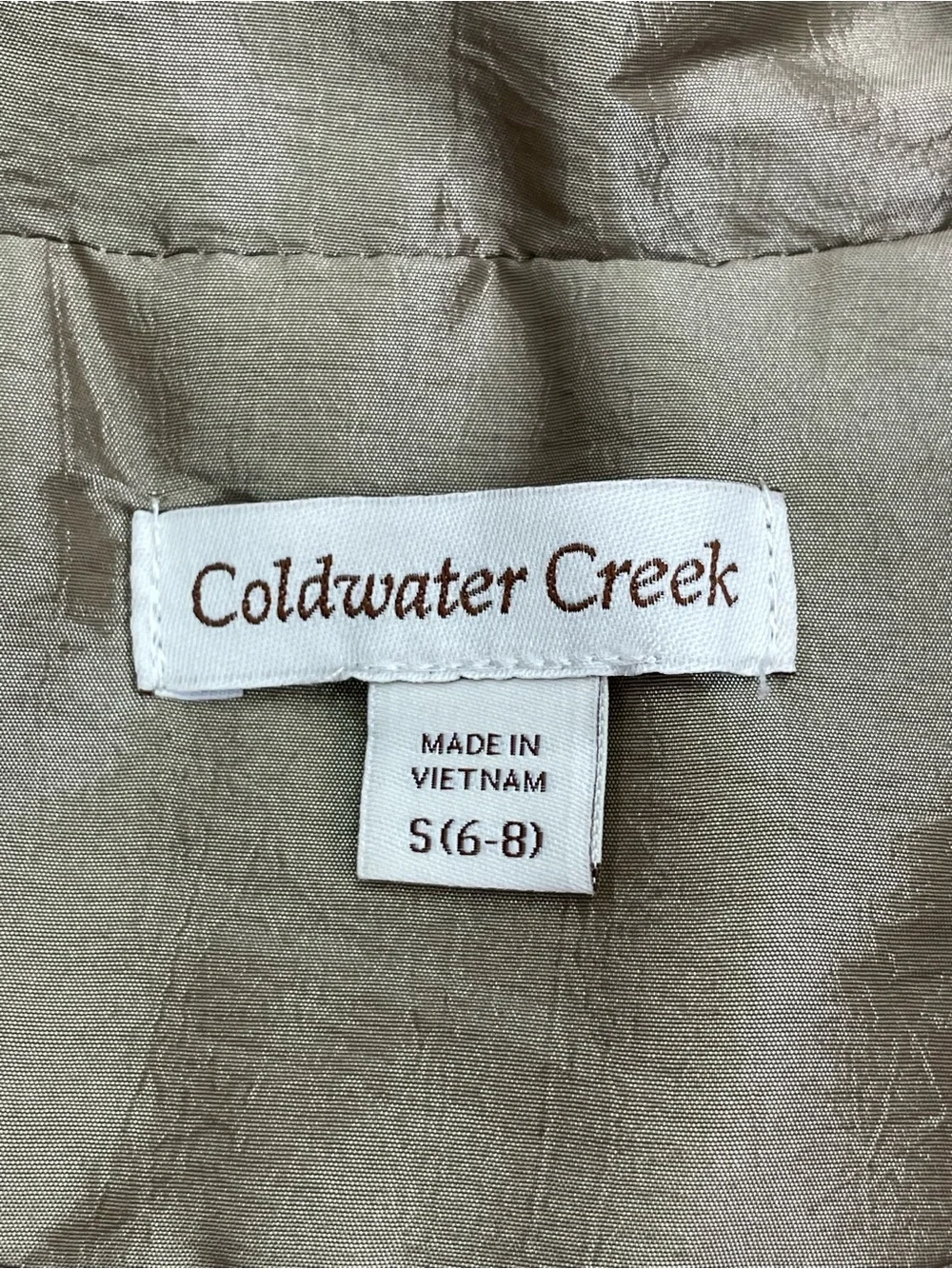 Coldwater Creek Shimmery‎ Champagne Gold Taupe Vest